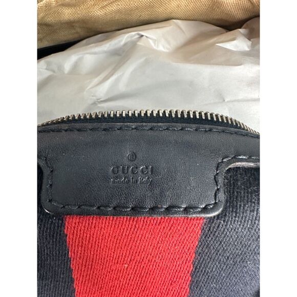 Gucci Vintage Web Boston GG Canvas Navy Red Satchel Medium - FLAWS READ - Picture 5 of 13